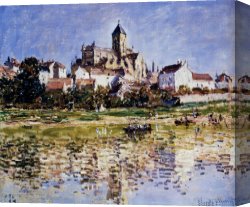 Altarpiece of The Church Fathers Vision of St Sigisbert Canvas Paintings - The Church At Vetheuil by Claude Monet