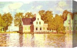 House with Scaffolding Canvas Paintings - The House on the River Zaan in Zaandam by Claude Monet