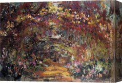 Giverny Canvas Paintings - The Path under the Rose Trellises Giverny by Claude Monet