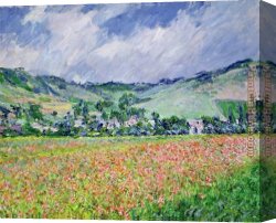 Jaune Poppy Canvas Paintings - The Poppy Field Near Giverny by Claude Monet