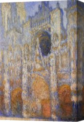 Rouen Canvas Paintings - The Portal of Rouen Cathedral at Midday by Claude Monet