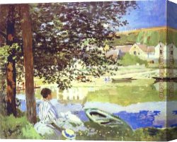By The River, Brondbyvester Canvas Paintings - The River Bennecourt by Claude Monet