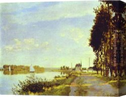Riverside Canvas Paintings - The Riverside Path at Argenteuil by Claude Monet