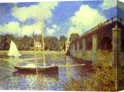 The Beatles @ Abbey Road Canvas Paintings - The Road Bridge at Argenteuil by Claude Monet