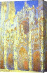 Rouen Canvas Paintings - The Rouen Cathedral at Twilight by Claude Monet