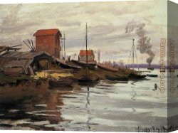 Petit Canvas Paintings - The Seine at Le Petit Gennevilliers by Claude Monet