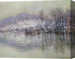 Port of Valencia Canvas Paintings - The Seine at Port Villez Snow Effect by Claude Monet