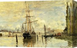 Rouen Canvas Paintings - The Seine At Rouen by Claude Monet