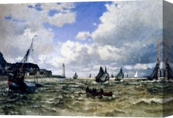 View of The Seine Canvas Paintings - The Seine Estuary At Honfleur by Claude Monet