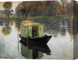 Arrival of The Boats Canvas Paintings - The Studio Boat by Claude Monet