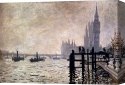 House with Scaffolding Canvas Paintings - The Thames And The Houses Of Parliament by Claude Monet