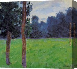 A Goat in a Meadow Canvas Paintings - Two Trees in a Meadow by Claude Monet