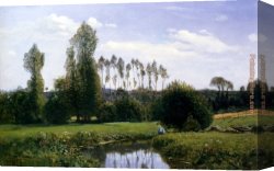 A View of The Forum Canvas Paintings - View At Rouelles, Le Havre by Claude Monet