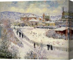 Snow Canvas Paintings - View of Argenteuil in the Snow by Claude Monet