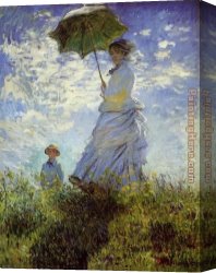 Woman with a Mirror Canvas Paintings - Woman with a Parasol by Claude Monet