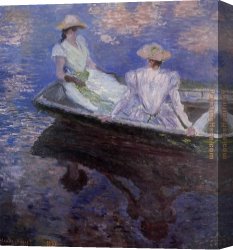 Arrival of The Boats Canvas Paintings - Young Girls in a Row Boat by Claude Monet