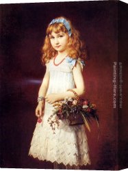 Waterhouse Gather Flower Girls Canvas Paintings - A Young Girl With A Basket Of Flowers by Conrad Freyberg