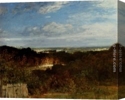 View of The Seine Canvas Paintings - A View Towards The Seine From Suresnes by Constant Troyon