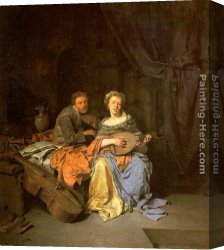 A Duet Canvas Paintings - The Duet by Cornelis Bega