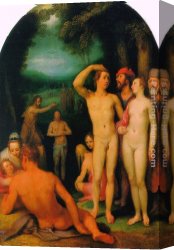 Cornelisz Canvas Paintings - The Baptism of Christ by Cornelis Cornelisz Van Haarlem