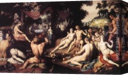 Cornelisz Canvas Paintings - The Wedding of Peleus and Thetis by Cornelis Cornelisz Van Haarlem