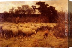The Cart Or Return From Haymaking Canvas Paintings - Return of the Flock by Cornelis van Leemputten