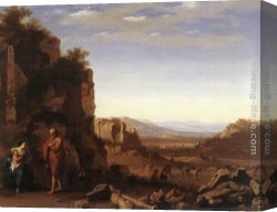 Cornelis Cornelisz Van Haarlem Canvas Paintings - Rest on the Flight into Egypt by Cornelis van Poelenburgh