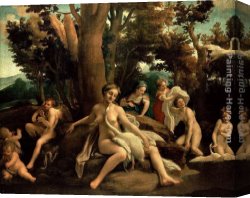 Leda And The Swan Canvas Paintings - Leda with the Swan by Correggio