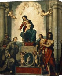 Correggio Canvas Paintings - Madonna with St. Francis by Correggio