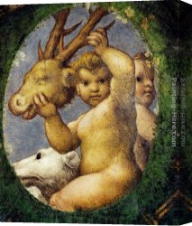 A Hunting Morn Canvas Paintings - Putto With Hunting Trophy by Correggio