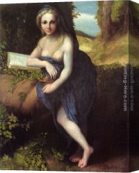 Correggio Canvas Paintings - The Magdalene by Correggio