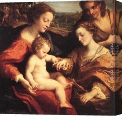 Mystic Canvas Paintings - The Mystic Marriage of St. Catherine by Correggio