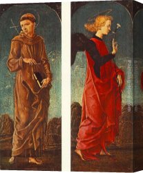 Saint Francis of Assisi Canvas Paintings - St Francis of Assisi and Announcing Angel (panels of a polyptych) by Cosme Tura