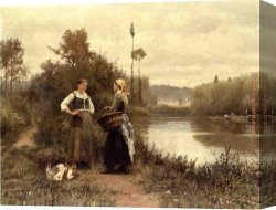 The Conversation Canvas Paintings - A Conversation by Daniel Ridgway Knight
