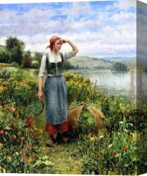 Knight's Canvas Paintings - A Field of Flowers by Daniel Ridgway Knight