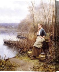 Distant Thoughts Canvas Paintings - A Lovely Thought by Daniel Ridgway Knight