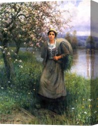 Knight's Canvas Paintings - Apple Blossoms in Normandy by Daniel Ridgway Knight
