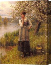 Knight's Canvas Paintings - Beneath The Apple Tree by Daniel Ridgway Knight