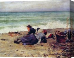 Daniel Ridgway Knight Canvas Paintings - Etretat Sur Mer by Daniel Ridgway Knight