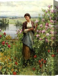 Daniel Canvas Paintings - Julia among the Roses by Daniel Ridgway Knight