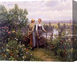 Alphonse Maria Mucha Canvas Paintings - Maria and Madeleine on the Terrace by Daniel Ridgway Knight