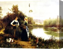 Market Canvas Paintings - On the Way to Market by Daniel Ridgway Knight