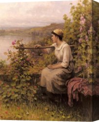 Resting Canvas Paintings - Resting In The Garden by Daniel Ridgway Knight