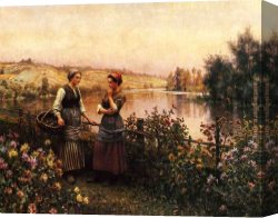 The Conversation Canvas Paintings - Stopping for Conversation by Daniel Ridgway Knight