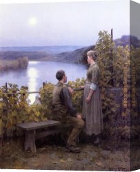 Evening on a Parisian Boulevard Canvas Paintings - Summer Evening by Daniel Ridgway Knight