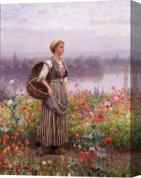 Knight's Canvas Paintings - The Flower Girl by Daniel Ridgway Knight