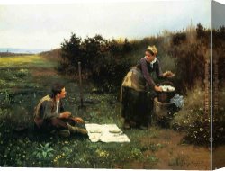 Knight's Canvas Paintings - The Honeymoon Breakfast by Daniel Ridgway Knight