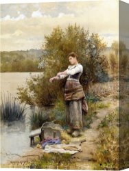 Daniel Canvas Paintings - The Laundress by Daniel Ridgway Knight