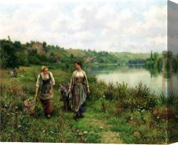 Seine Canvas Paintings - The Seine at Vernon by Daniel Ridgway Knight