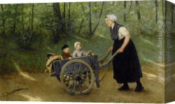 The Sledge Ride Canvas Paintings - A Joyful Ride by David Adolf Constant Artz